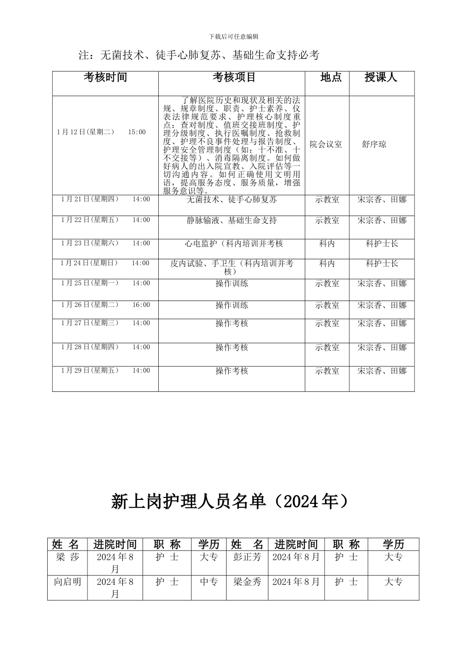 2024年新护士岗前培训计划_第2页