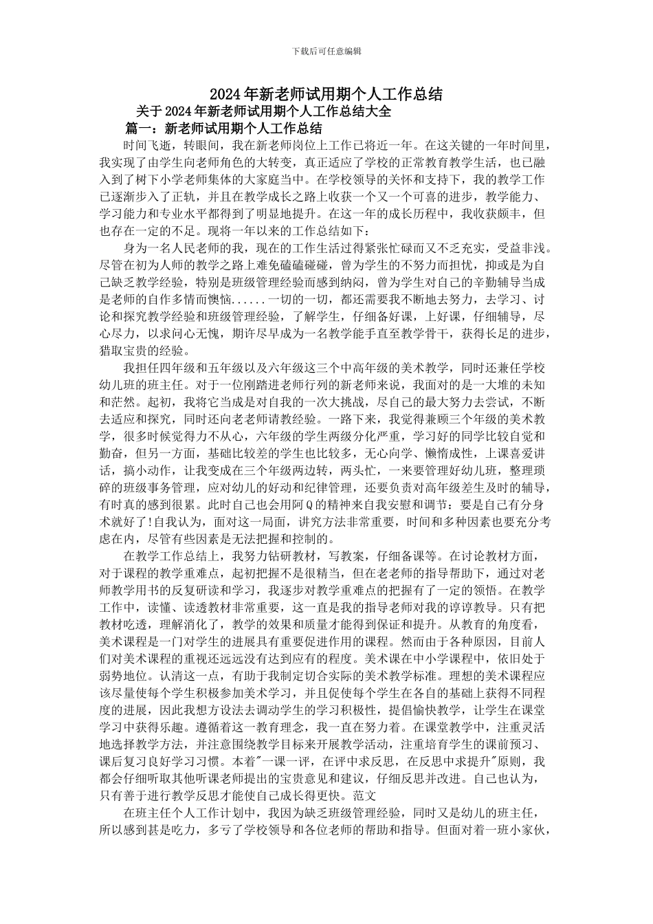 2024年新教师试用期个人工作总结_第1页