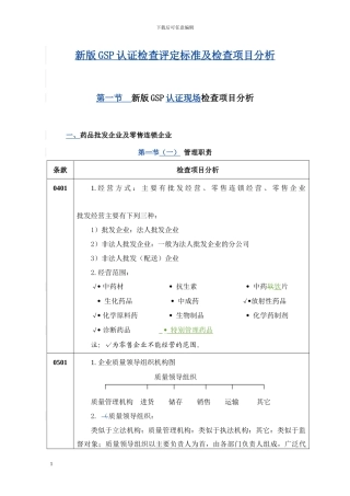 2024年新版GSP认证检查评定标准及检查项目分