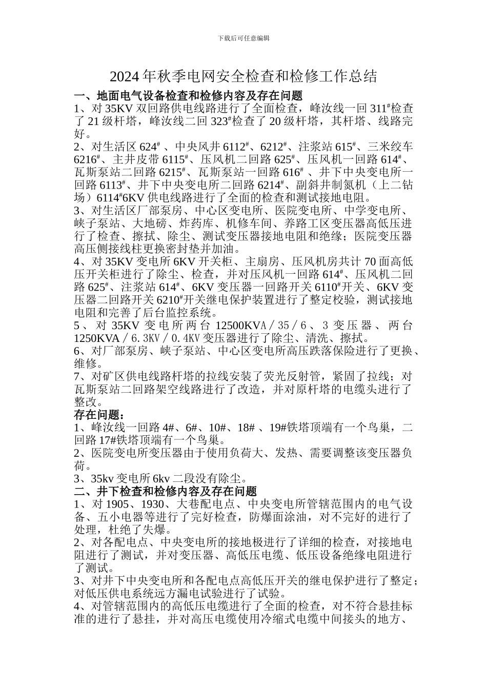 2024年春季电网安全检查和检修工作总结_第2页