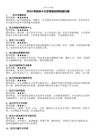 2024年最新杭州十大艺考培训学校排行榜