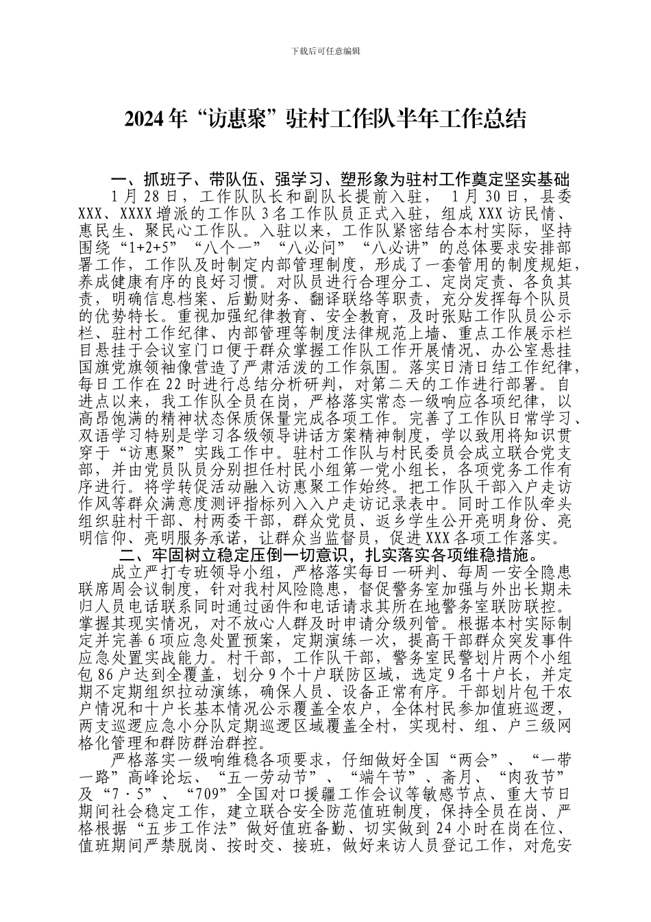 2024年村工作队半年工作总结-_第1页