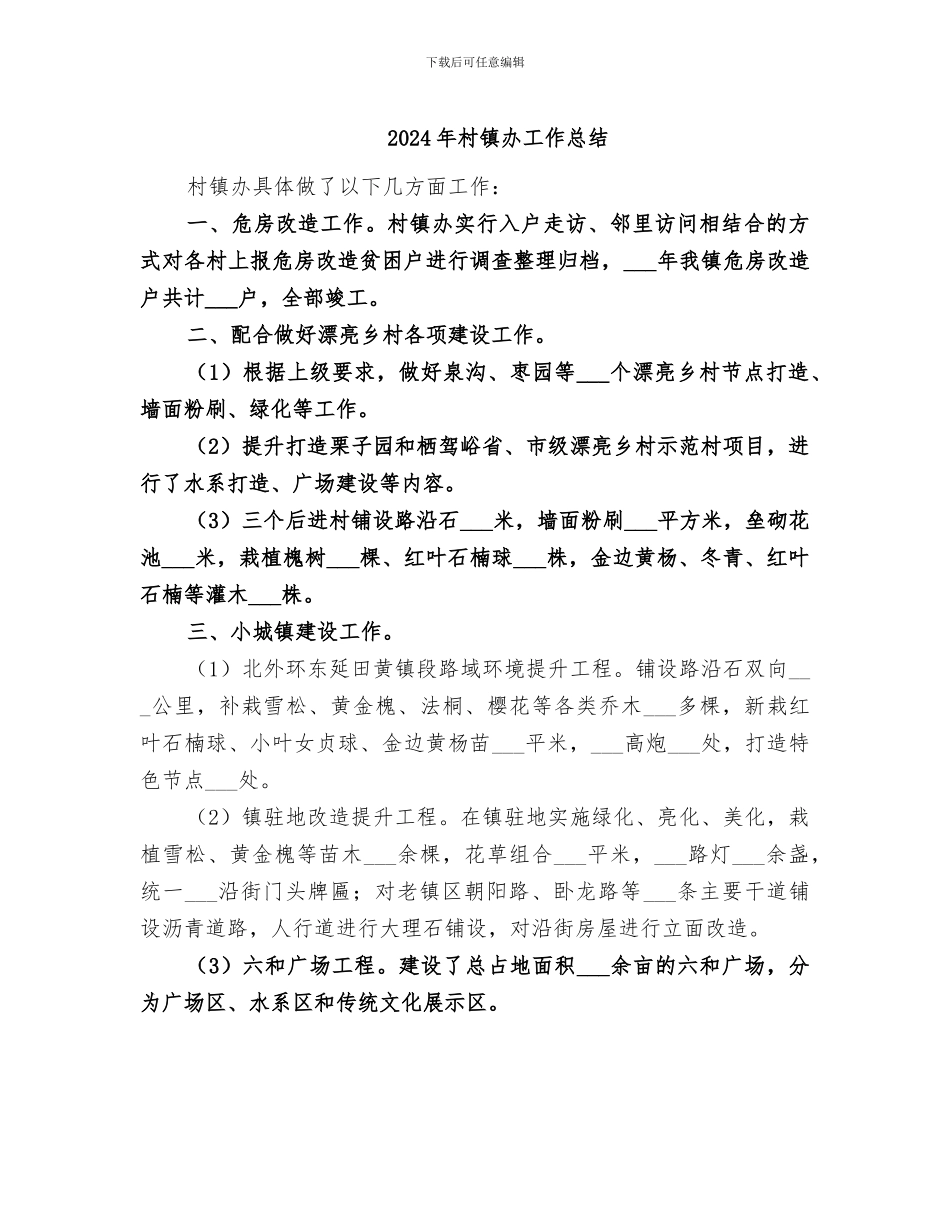 2024年村镇办工作总结_第1页