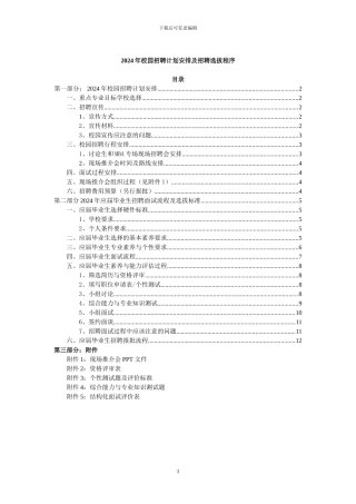 2024年校园招聘计划及招聘选拔程序