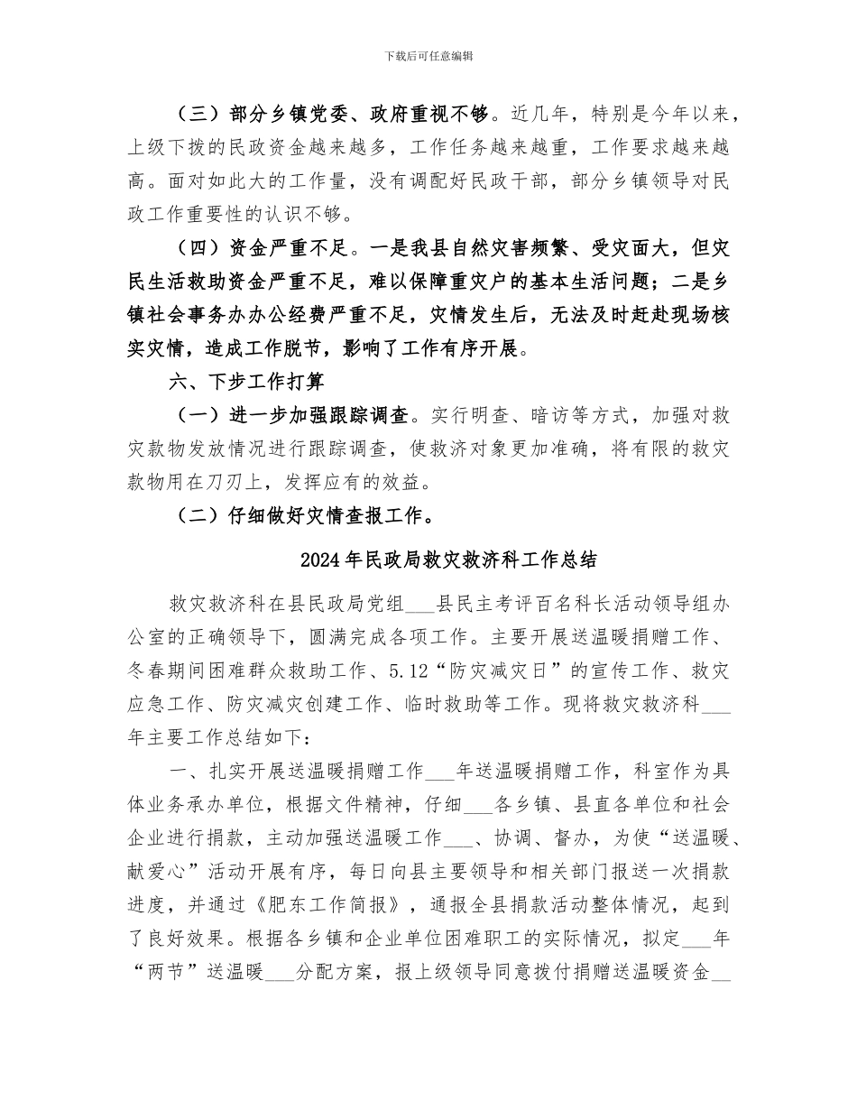 2024年民政局救灾救济工作总结_第3页