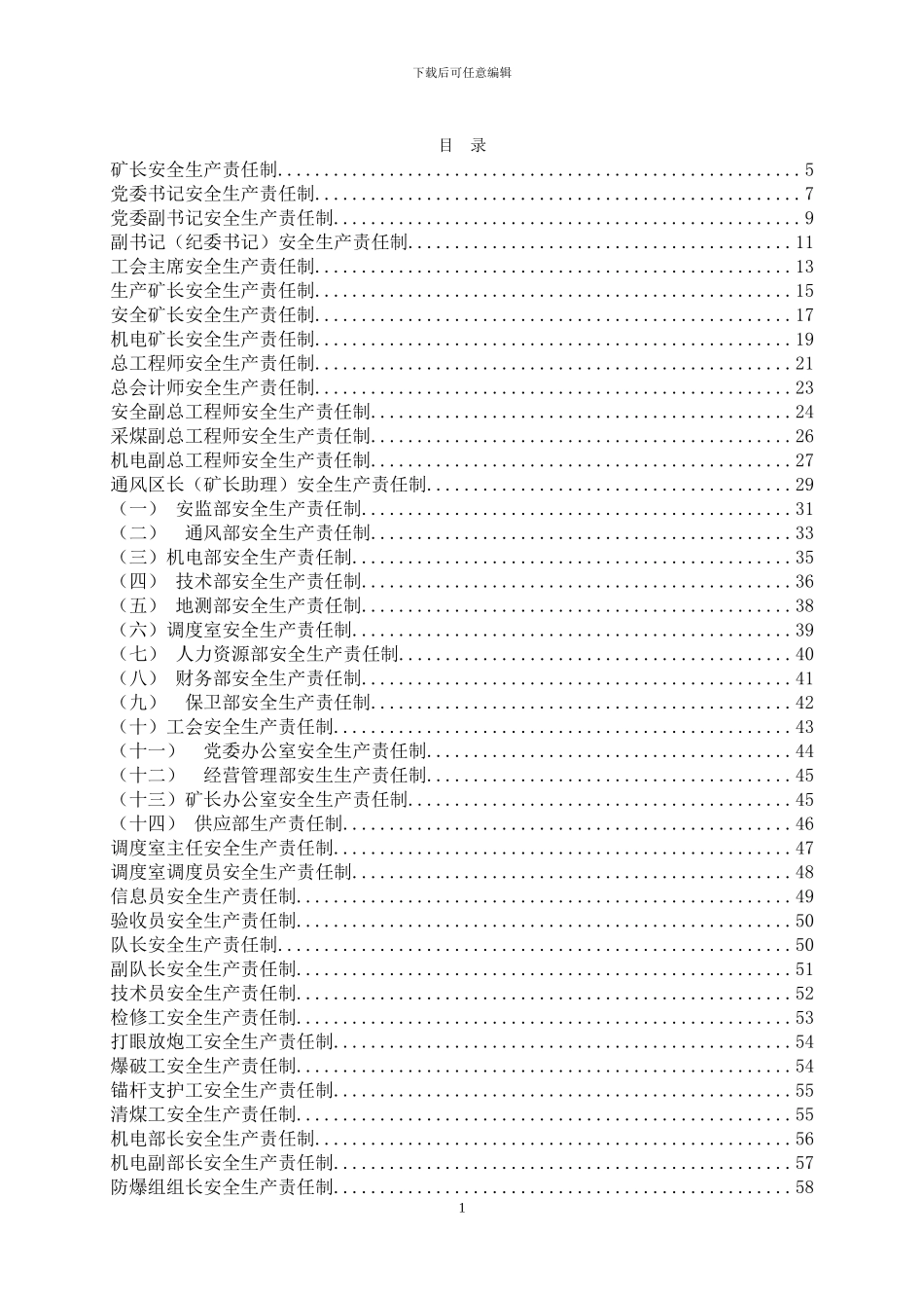 2024年煤矿安全生产责任制_第1页