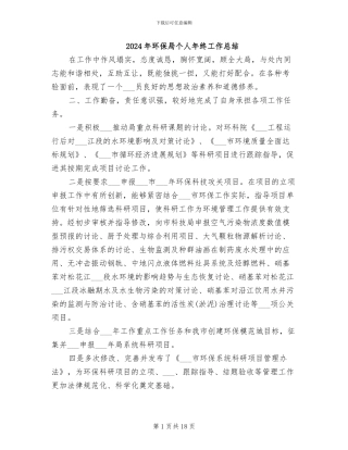 2024年环保局个人年终工作总结