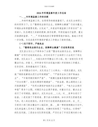 2024年环境监察年度工作总结