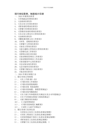 2024年现行岗位职责、制度统计目录9.12