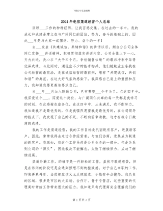 2024年电信渠道经营个人总结