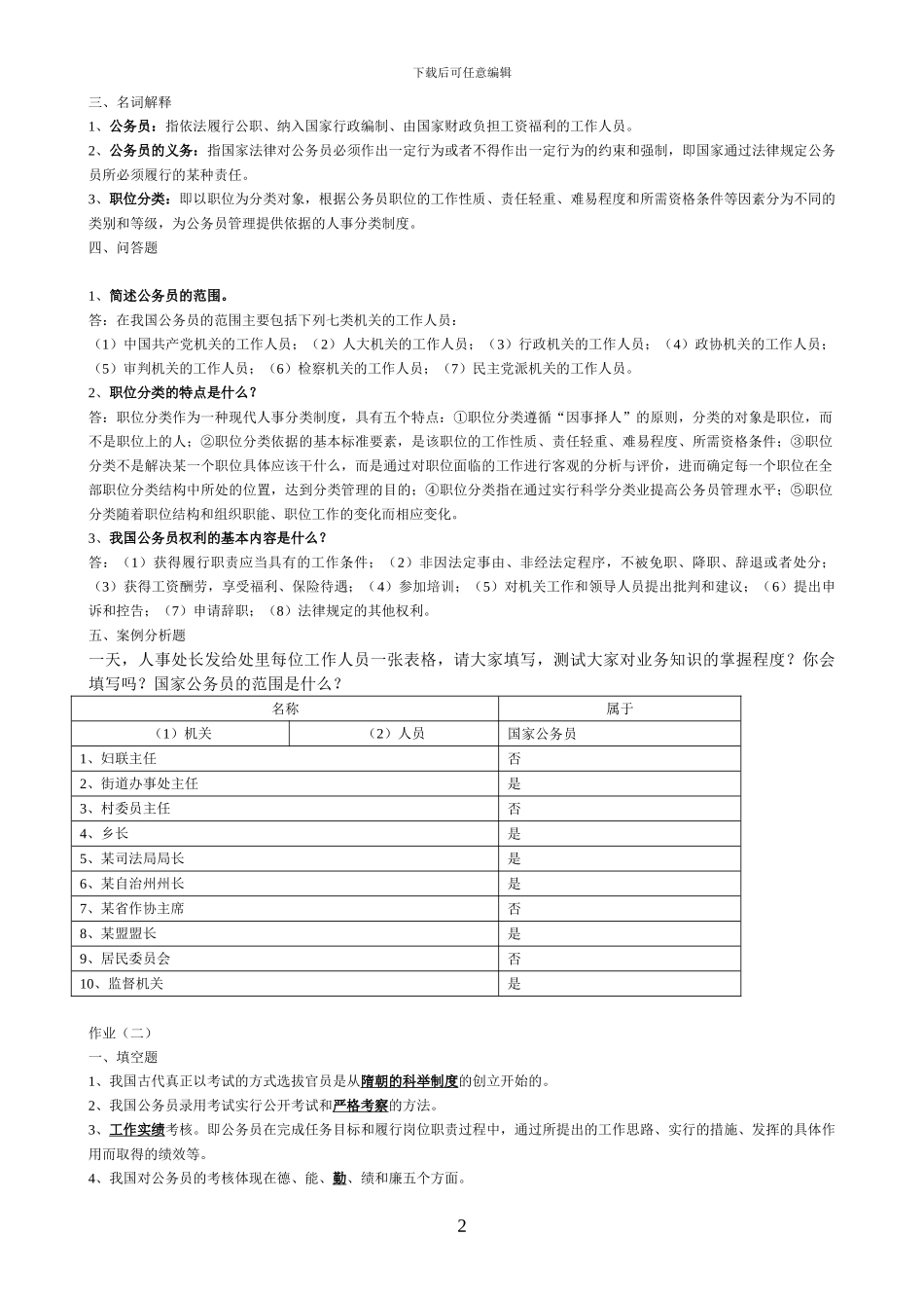 2024年电大行政管理作业国家公务员制度讲座形成性考核册答案_第2页