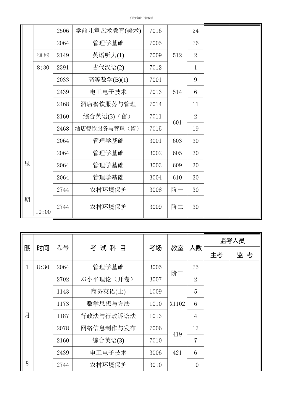 2024年电大秦皇岛电大2024年1月期末考试安排表_第2页
