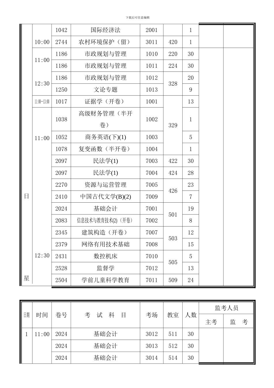 2024年电大秦皇岛电大2024年1月期末考试安排表_第3页