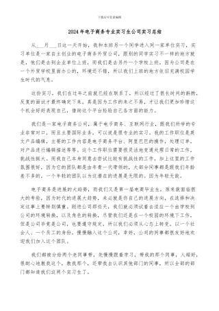 2024年电子商务专业实习生公司实习总结