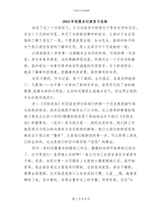 2024年电视台记者实习总结