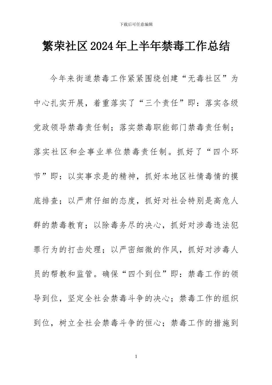 2024年禁毒工作半年总结_第1页