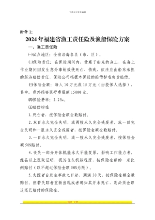 2024年福建省渔工责任险及渔船保险方案