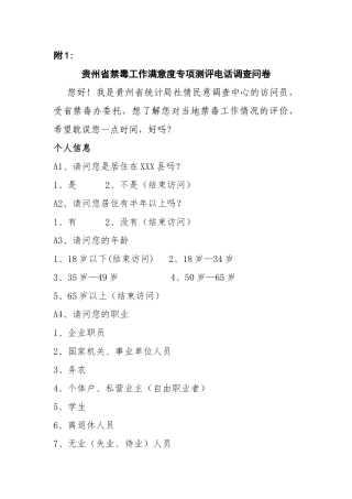 2024年禁毒工作满意度调查问卷