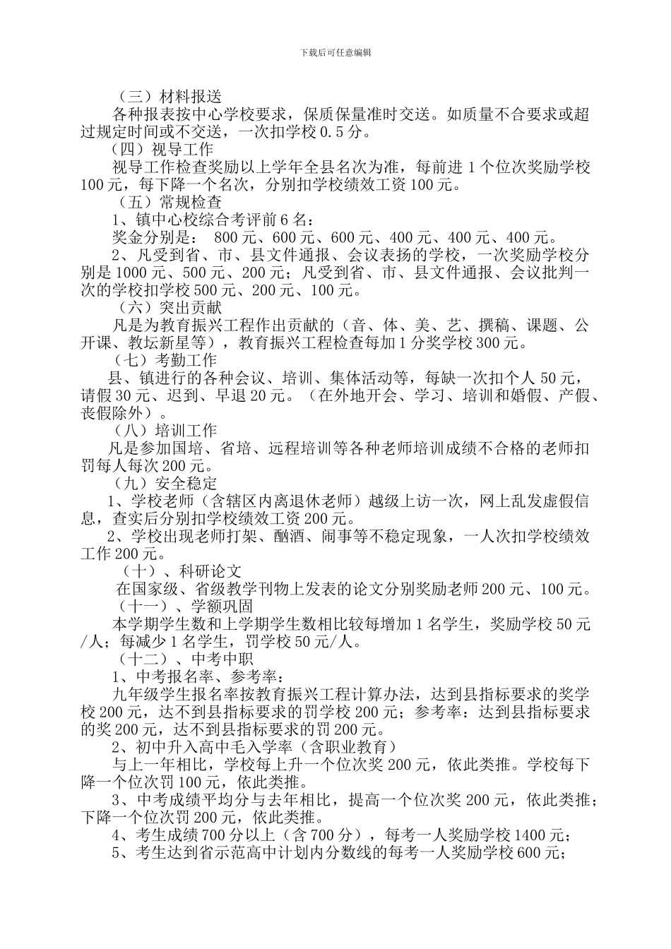 2024年程家集镇中小学校绩效考核办法---程教字〔2024〕3号_第2页