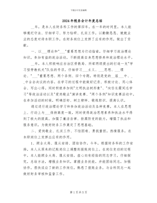 2024年税务会计年度总结