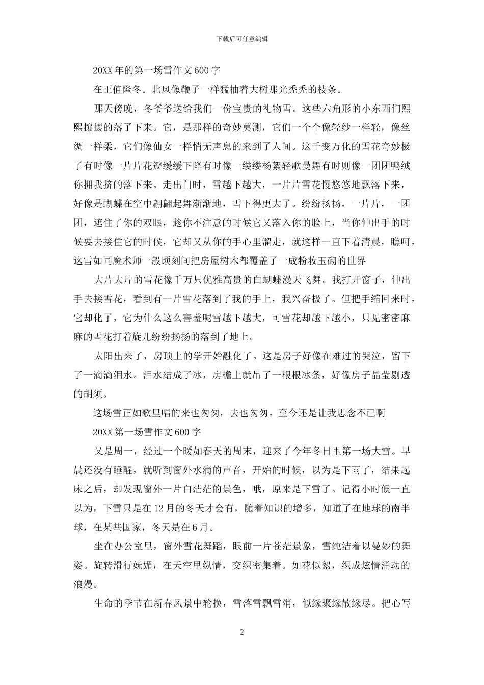 2024年第一场雪作文400字_第2页