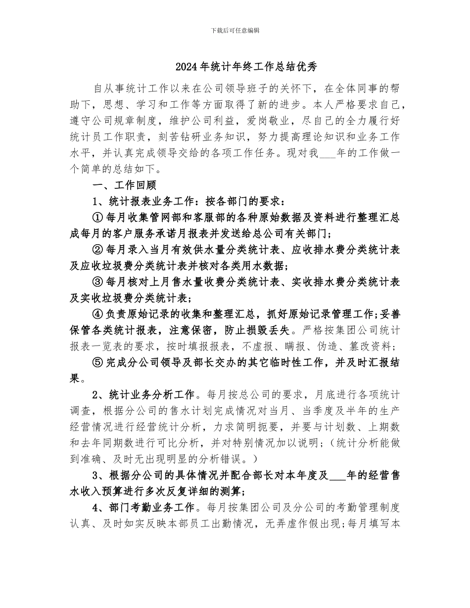 2024年统计年终工作总结优秀_第1页