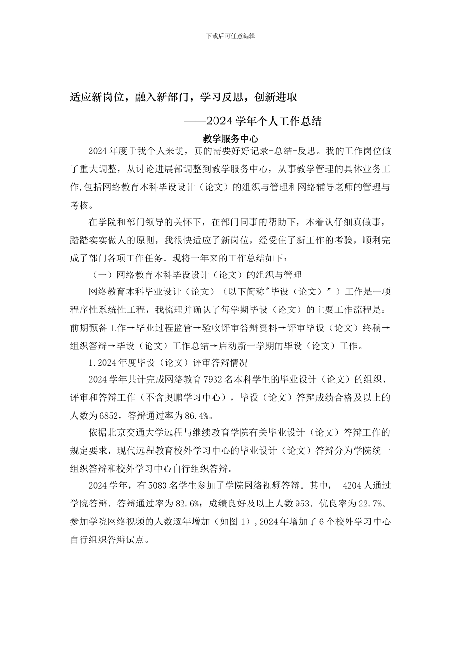 2024年网络教育毕业设计工作总结_第1页