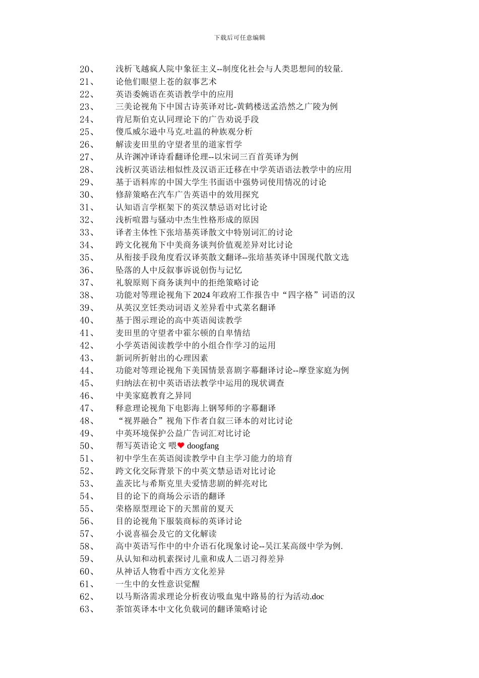 2024年英语专业本科毕业论文参考题目_第2页