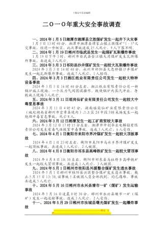 2024年重大安全事故调查