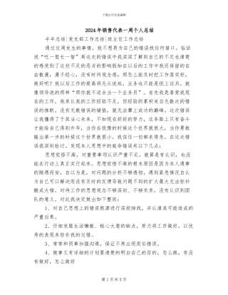 2024年销售代表一周个人总结