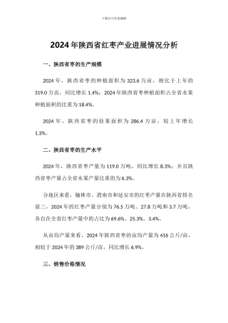 2024年陕西省红枣产业发展情况分析