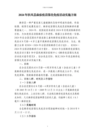 2024年陕西省麻疹疫苗强化免疫活动实施方案