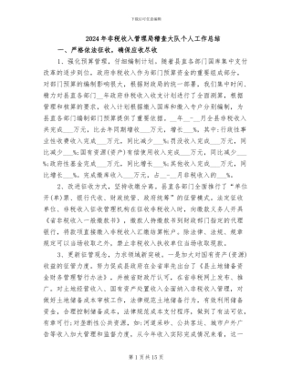 2024年非税收入管理局稽查大队个人工作总结