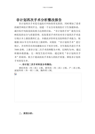 2024年非计划性再次手术总结分析