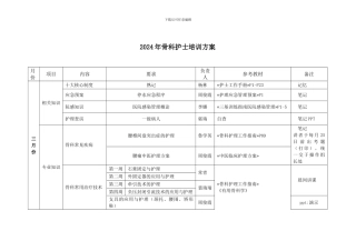 2024年骨科护士培训方案