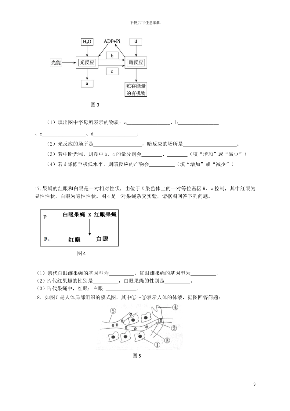 2024年高二生物学业水平考试模拟试题_第3页