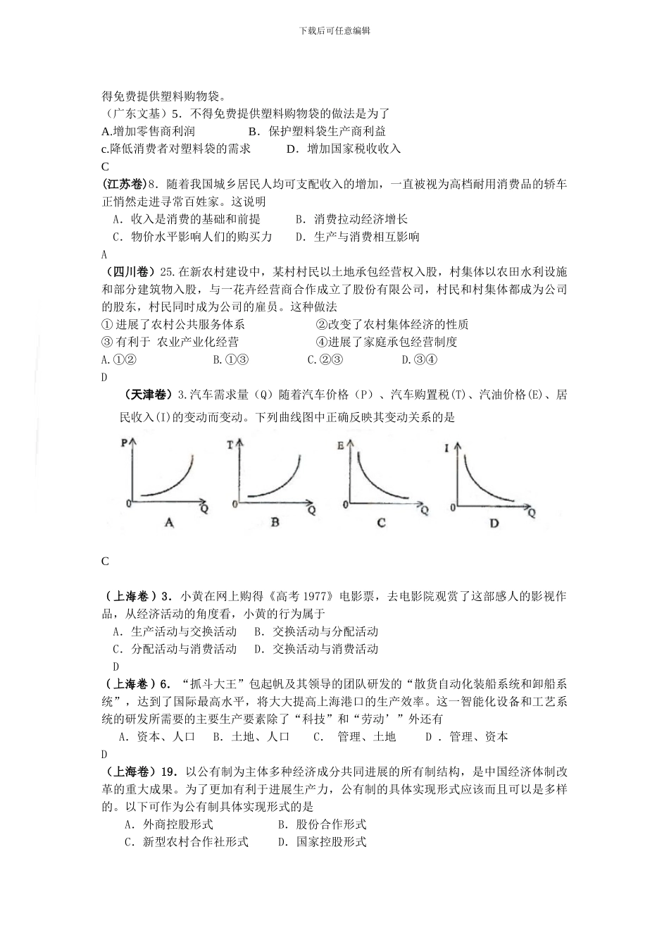 2024年高考政治试题分类汇编——生产消费与经济制度_第2页