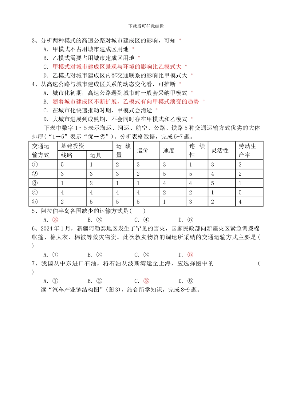 2024年高考艺术生辅导地理专题训练生产活动与地域联系_第2页