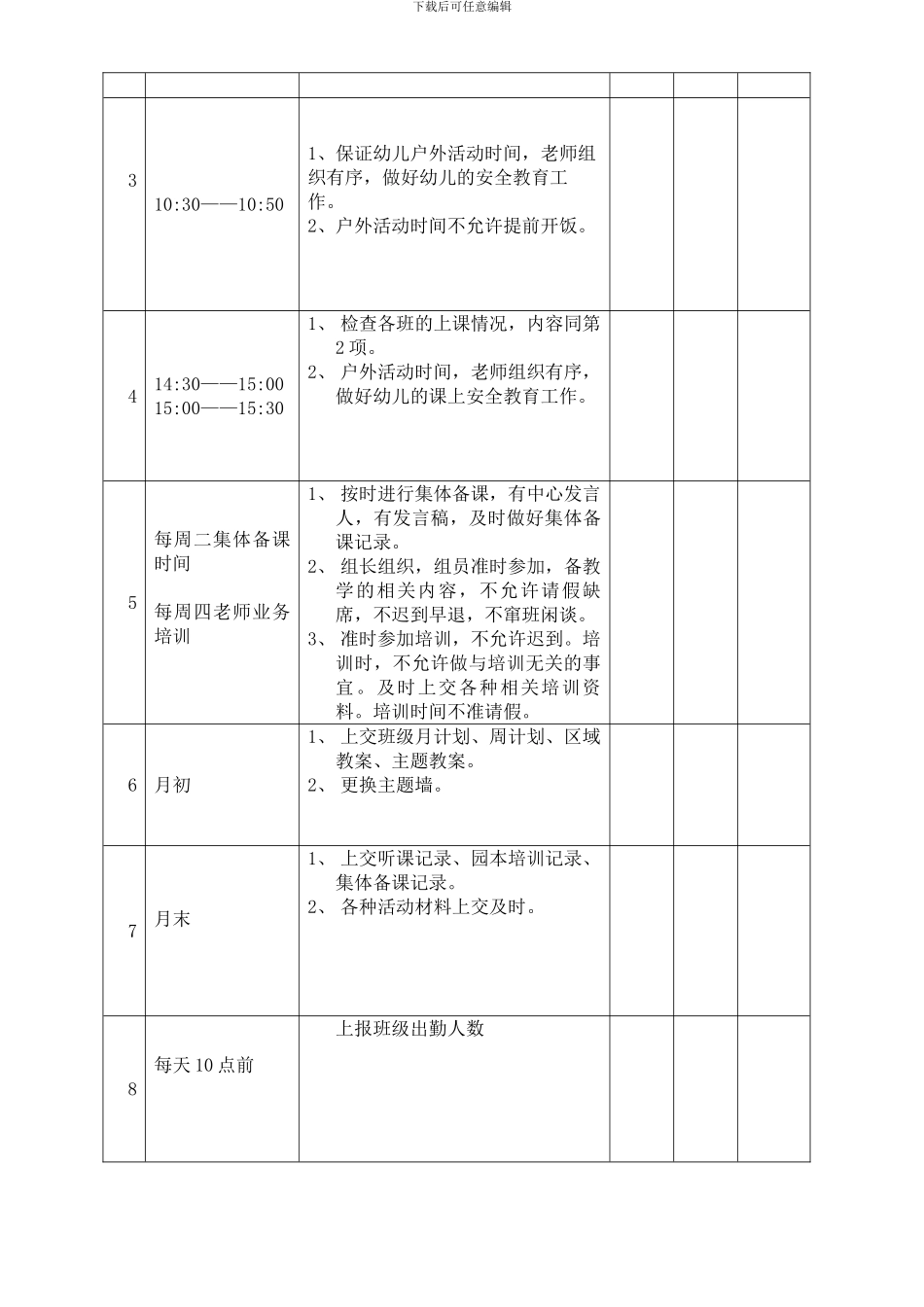 2024幼儿园教学质量检查表格_第2页