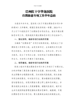 2024扫黑除恶专项工作半年总结