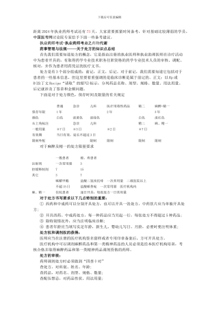 2024执业药师考试之处方知识点总结