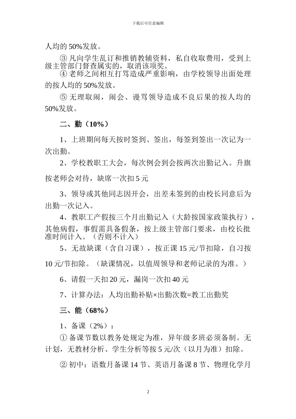 2024教师绩效工资考核方案_第2页