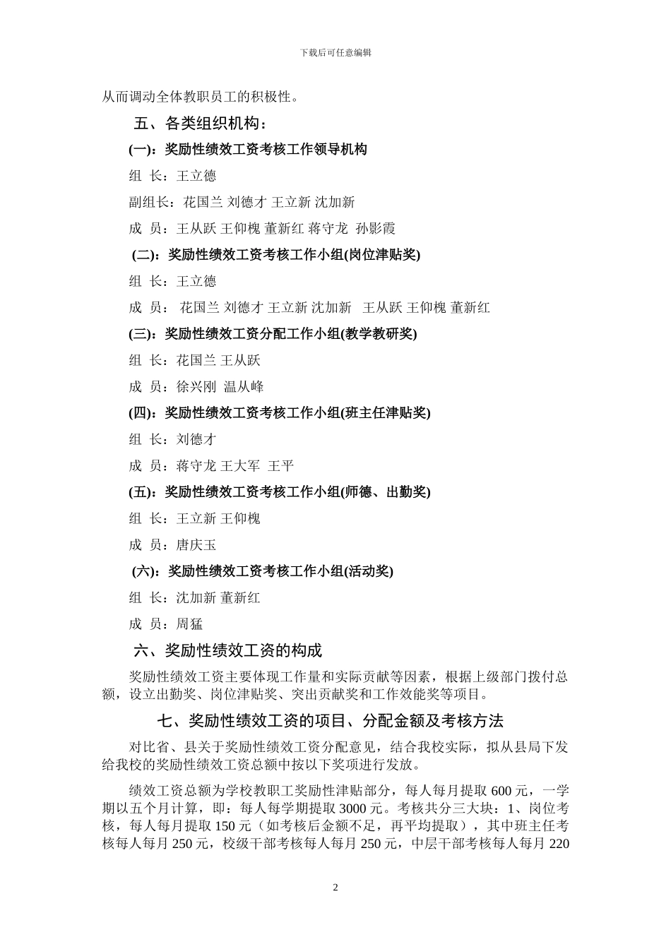 2024新兴小学奖励性绩效工资考核方案讨论稿_第2页