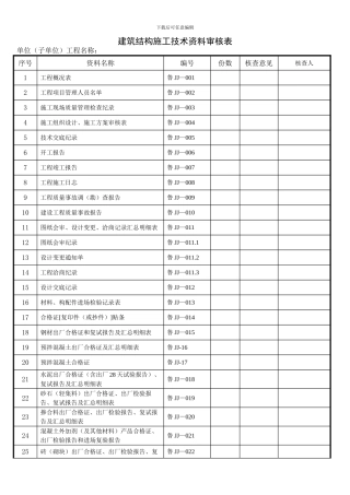 2024新版山东建筑资料表格