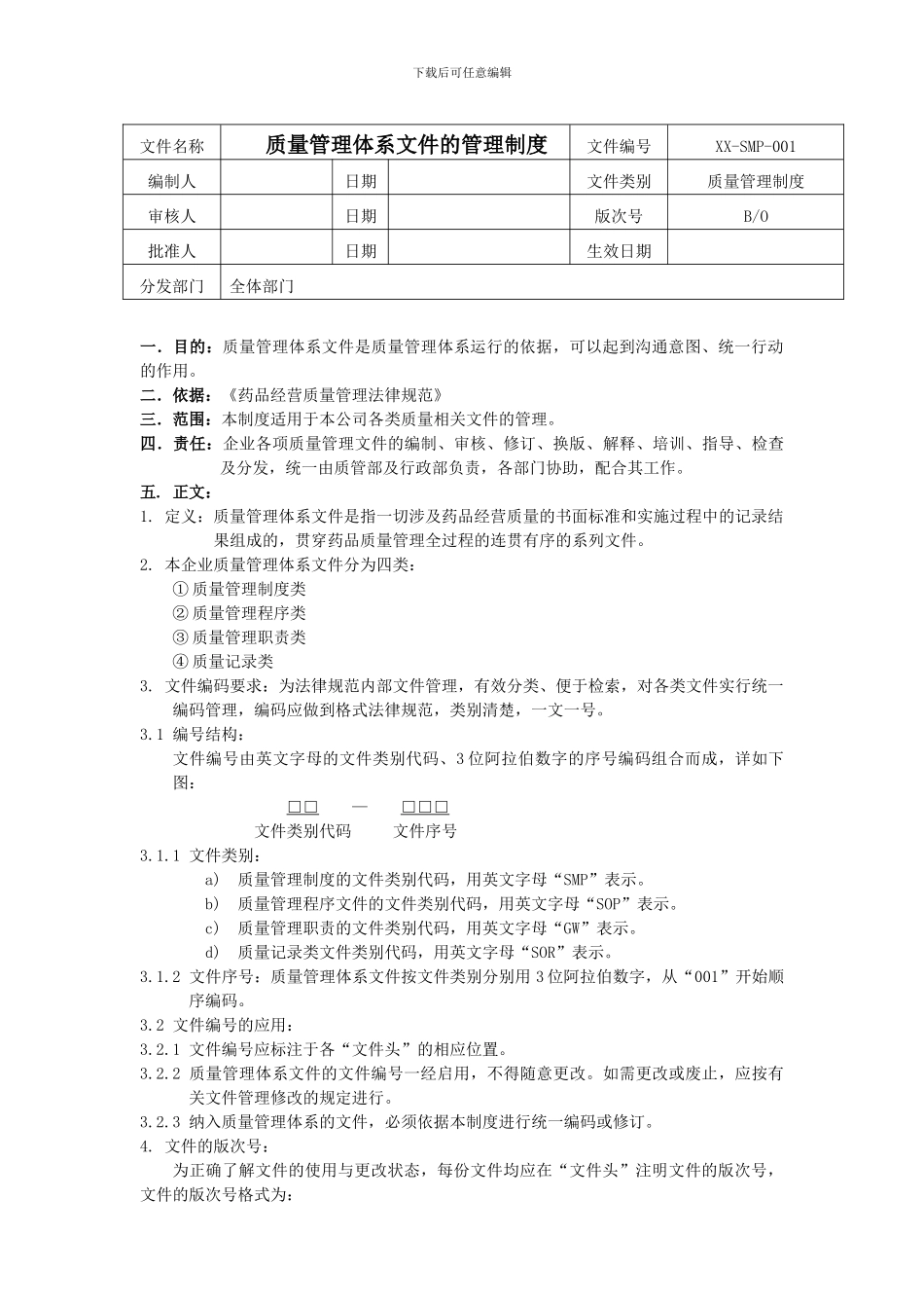 2024新版通用GSP质量管理体系文件_第3页