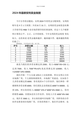 2024最新安利奖金制度