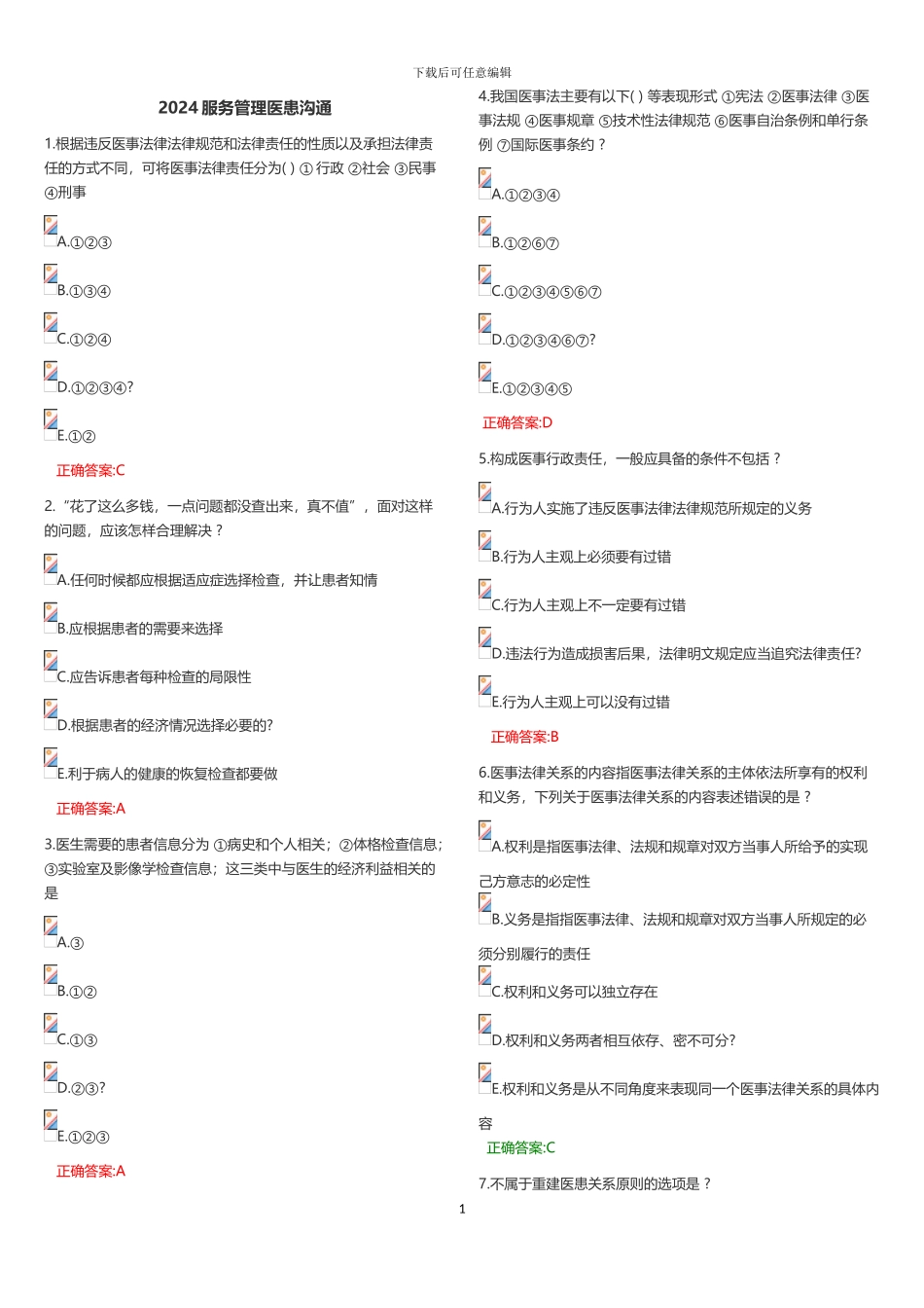 2024服务管理医患沟通_第1页