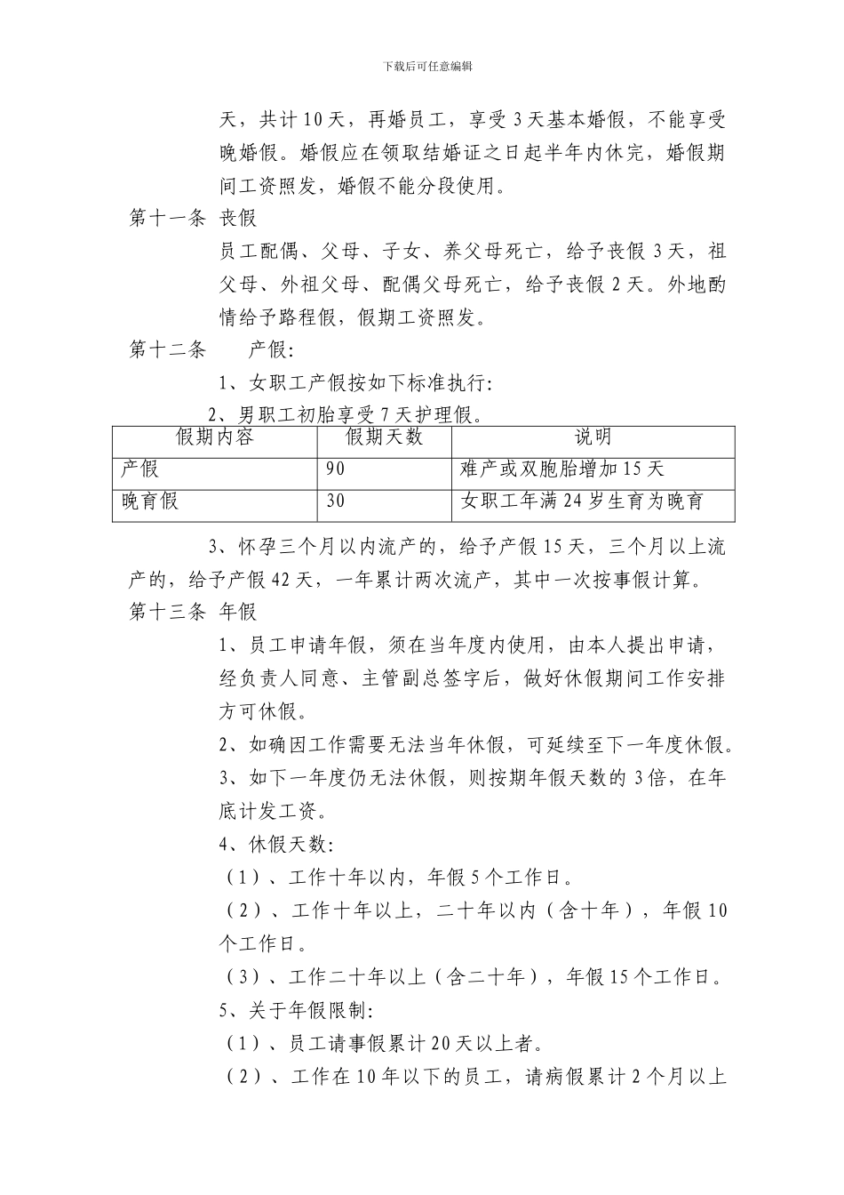 2024某家具公司考勤管理制度_第3页