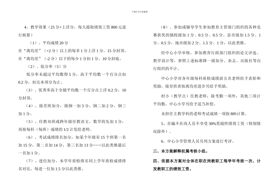 2024正式稿双田镇小学教师绩效工资分配方案1_第3页
