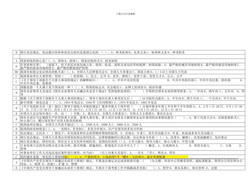 2024滨州市人力资源与社会保障局继续教育考试题全面深化改革-弘扬宪法精神-从严治党答案_第2页